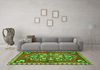 Machine Washable Persian Green Traditional Rug, wshtr2525grn