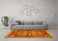 Machine Washable Persian Yellow Traditional Rug, wshtr2525yw