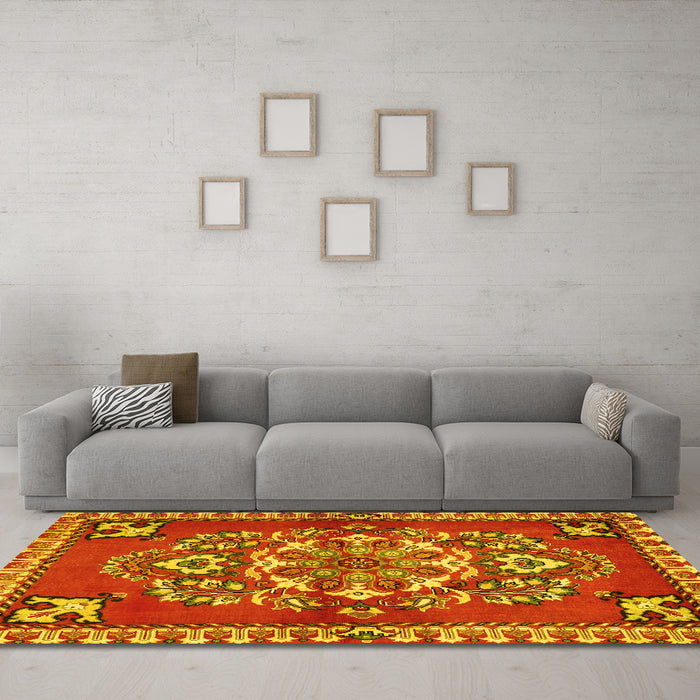 Machine Washable Persian Yellow Traditional Rug in a Living Room, wshtr2525yw