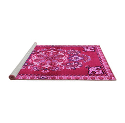 Sideview of Machine Washable Persian Pink Traditional Rug, wshtr2525pnk