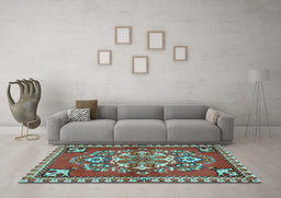Machine Washable Persian Light Blue Traditional Rug in a Living Room, wshtr2525lblu
