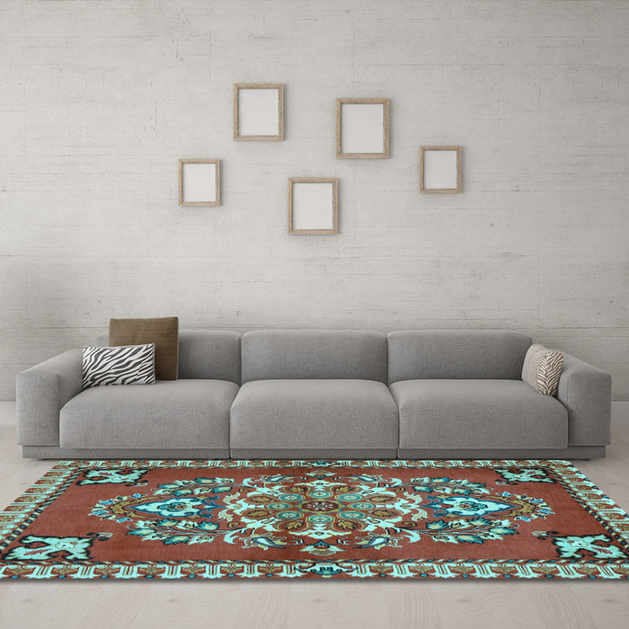 Machine Washable Persian Light Blue Traditional Rug in a Living Room, wshtr2525lblu