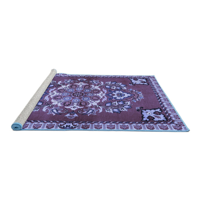 Sideview of Machine Washable Persian Blue Traditional Rug, wshtr2525blu