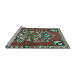Sideview of Machine Washable Persian Light Blue Traditional Rug, wshtr2525lblu