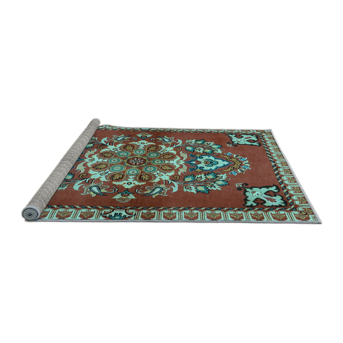 Sideview of Machine Washable Persian Light Blue Traditional Rug, wshtr2525lblu