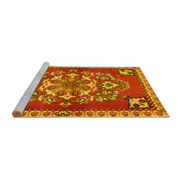 Sideview of Machine Washable Persian Yellow Traditional Rug, wshtr2525yw