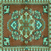 Square Machine Washable Persian Turquoise Traditional Area Rugs, wshtr2525turq