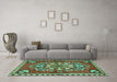 Machine Washable Persian Turquoise Traditional Area Rugs in a Living Room,, wshtr2525turq