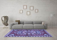 Machine Washable Persian Blue Traditional Rug, wshtr2525blu