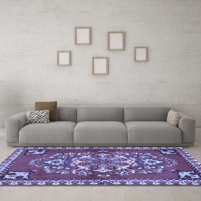 Machine Washable Persian Blue Traditional Rug in a Living Room, wshtr2525blu