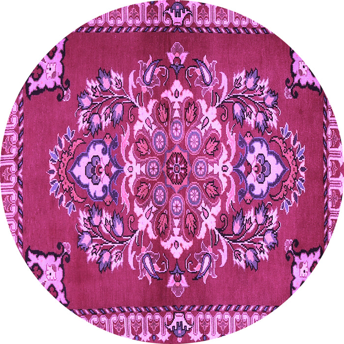 Round Machine Washable Persian Purple Traditional Area Rugs, wshtr2525pur