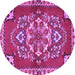 Round Machine Washable Persian Purple Traditional Area Rugs, wshtr2525pur