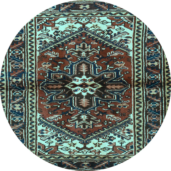 Round Machine Washable Persian Light Blue Traditional Rug, wshtr2526lblu