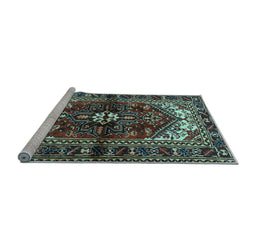 Sideview of Machine Washable Persian Light Blue Traditional Rug, wshtr2526lblu