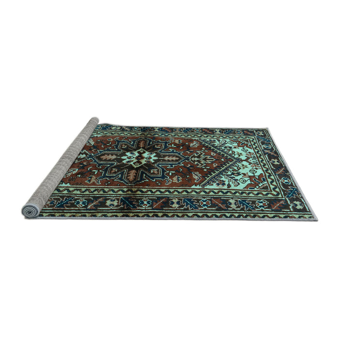 Sideview of Machine Washable Persian Light Blue Traditional Rug, wshtr2526lblu