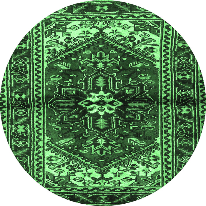 Round Machine Washable Persian Emerald Green Traditional Area Rugs, wshtr2526emgrn