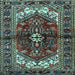 Square Machine Washable Persian Light Blue Traditional Rug, wshtr2526lblu