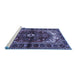 Sideview of Machine Washable Persian Blue Traditional Rug, wshtr2526blu