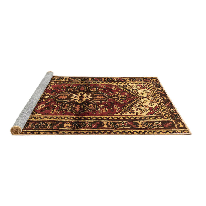 Sideview of Machine Washable Persian Brown Traditional Rug, wshtr2526brn