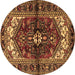 Round Persian Brown Traditional Rug, tr2526brn