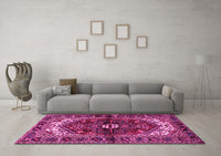 Machine Washable Persian Pink Traditional Rug, wshtr2526pnk