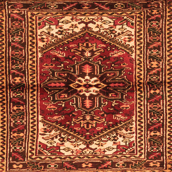 Round Machine Washable Persian Orange Traditional Area Rugs, wshtr2526org