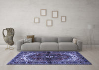 Machine Washable Persian Blue Traditional Rug, wshtr2526blu