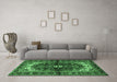 Machine Washable Persian Emerald Green Traditional Area Rugs in a Living Room,, wshtr2526emgrn