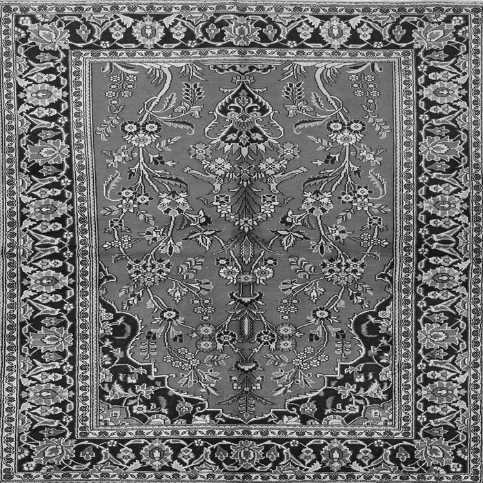 Round Machine Washable Persian Gray Traditional Rug, wshtr2527gry