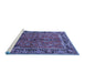 Sideview of Machine Washable Persian Blue Traditional Rug, wshtr2527blu