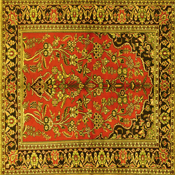 Square Machine Washable Persian Yellow Traditional Rug, wshtr2527yw