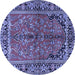 Round Machine Washable Persian Blue Traditional Rug, wshtr2527blu