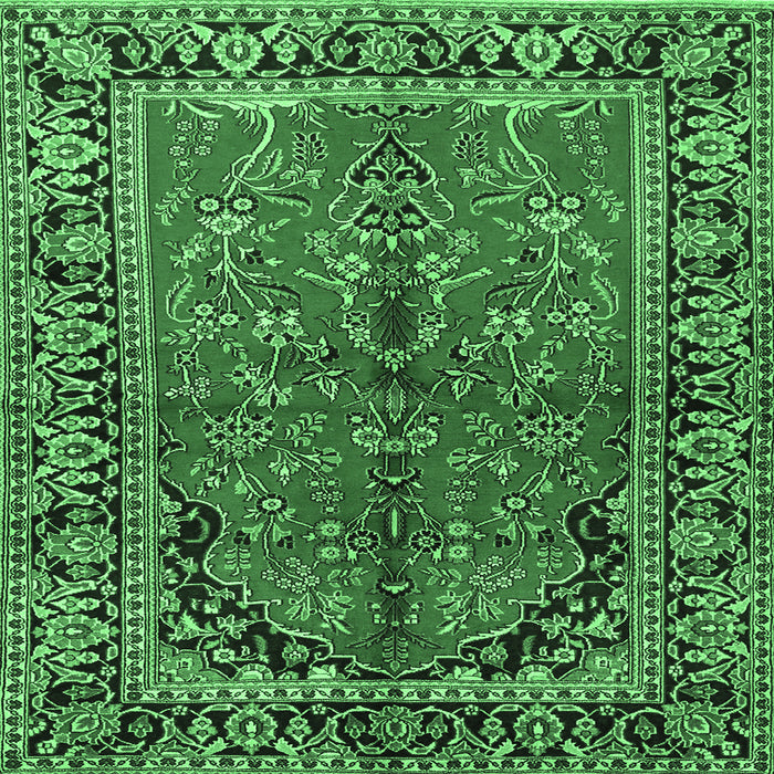Square Persian Emerald Green Traditional Rug, tr2527emgrn