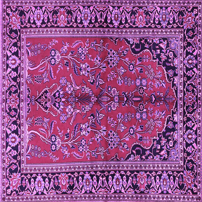 Square Machine Washable Persian Purple Traditional Area Rugs, wshtr2527pur
