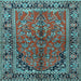 Square Machine Washable Persian Light Blue Traditional Rug, wshtr2527lblu