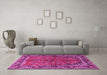 Machine Washable Persian Pink Traditional Rug in a Living Room, wshtr2527pnk