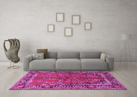 Machine Washable Persian Pink Traditional Rug, wshtr2527pnk