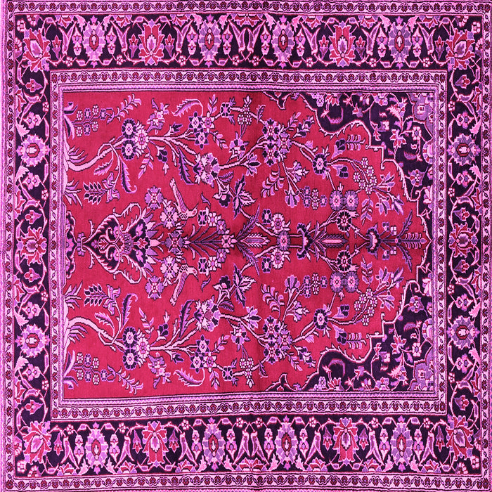 Square Machine Washable Persian Pink Traditional Rug, wshtr2527pnk