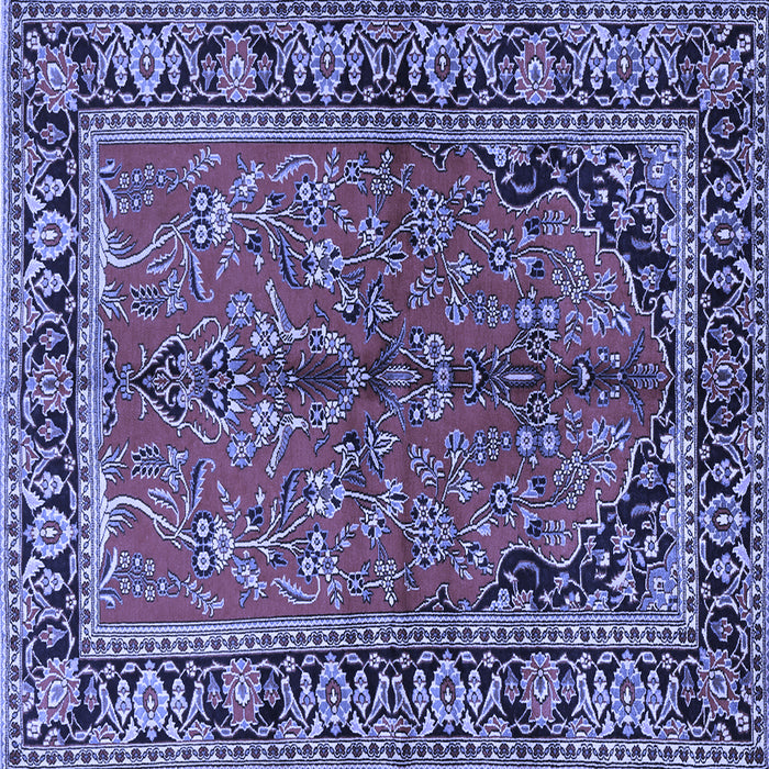 Square Machine Washable Persian Blue Traditional Rug, wshtr2527blu
