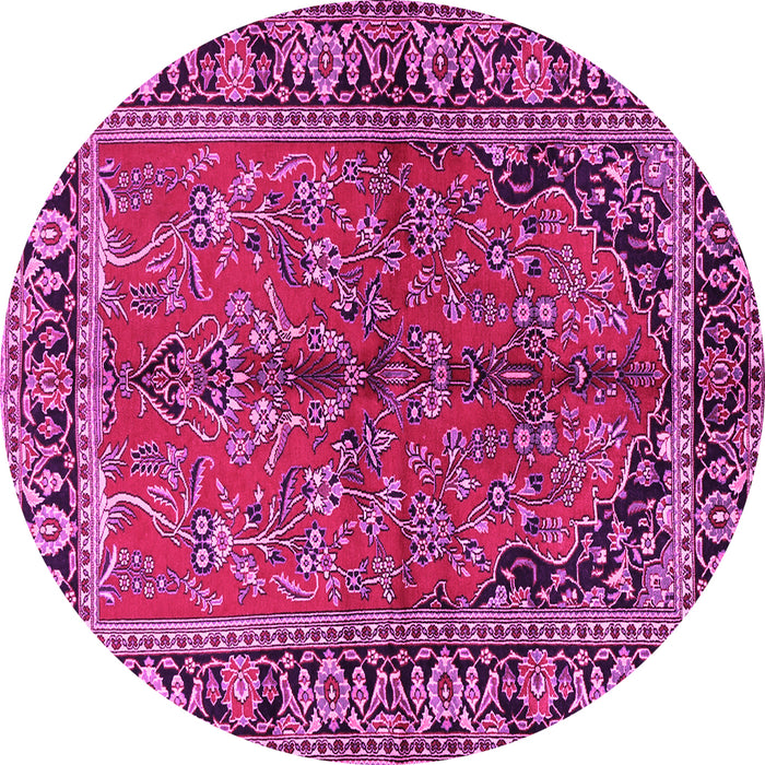 Round Machine Washable Persian Pink Traditional Rug, wshtr2527pnk