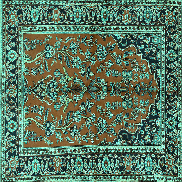 Square Persian Turquoise Traditional Rug, tr2527turq
