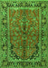 Serging Thickness of Machine Washable Persian Green Traditional Area Rugs, wshtr2527grn