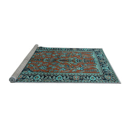 Sideview of Machine Washable Persian Light Blue Traditional Rug, wshtr2527lblu