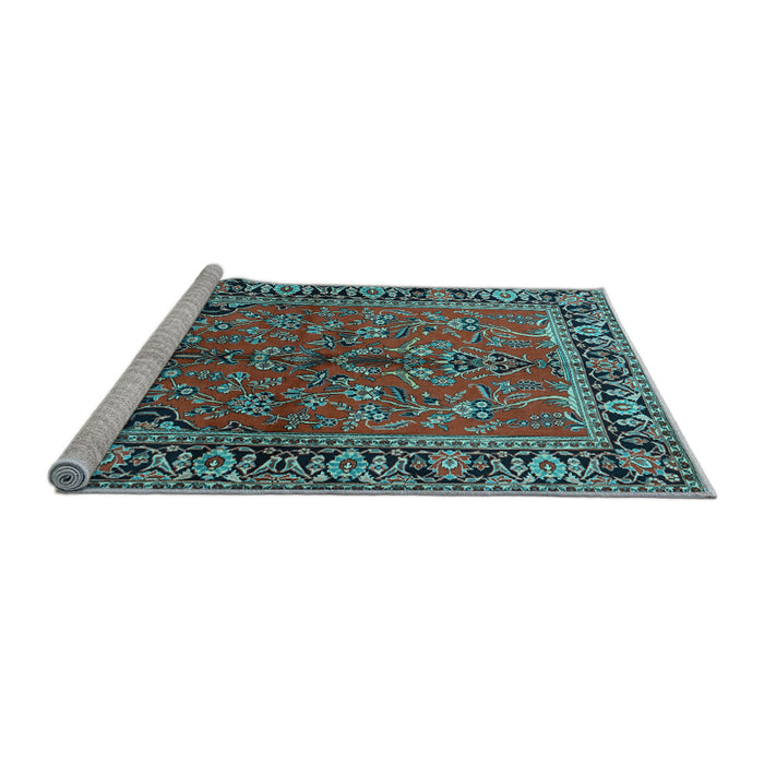 Sideview of Machine Washable Persian Light Blue Traditional Rug, wshtr2527lblu