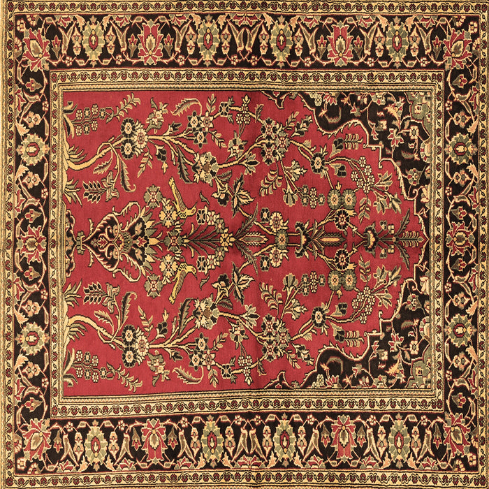 Square Machine Washable Persian Brown Traditional Rug, wshtr2527brn