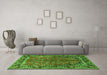 Machine Washable Persian Green Traditional Area Rugs in a Living Room,, wshtr2527grn