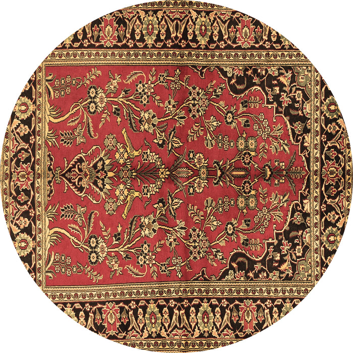 Round Persian Brown Traditional Rug, tr2527brn