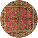 Round Persian Brown Traditional Rug, tr2527brn