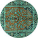 Round Persian Turquoise Traditional Rug, tr2527turq