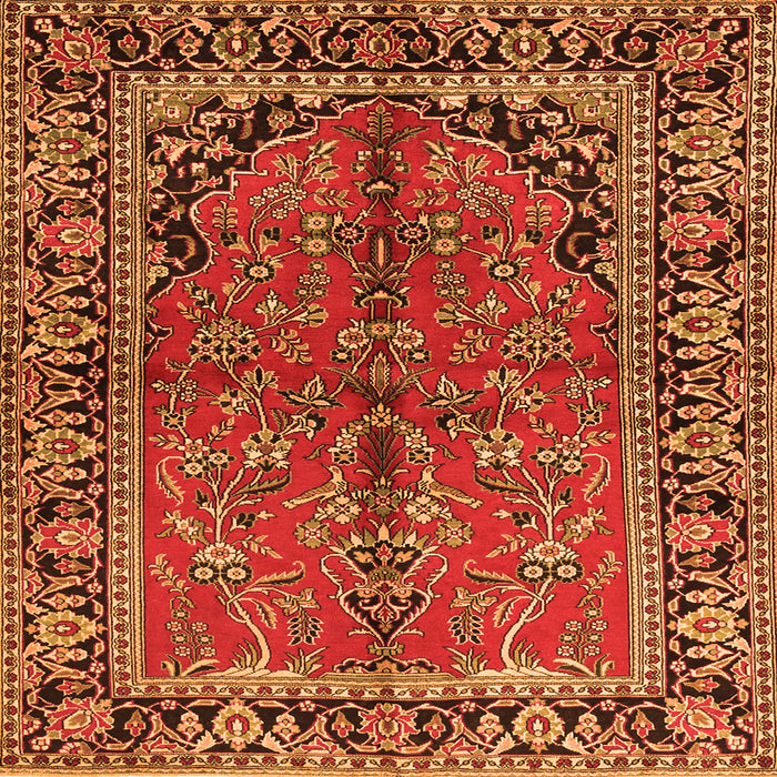 Round Machine Washable Persian Orange Traditional Area Rugs, wshtr2527org
